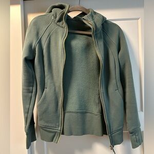 Lululemon Green scuba Zip-Up Hoodie with gold accents